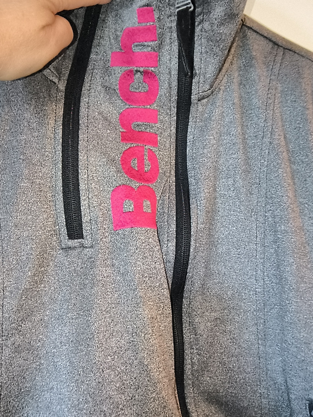 Bench Grey Hoodie with Pink Logo